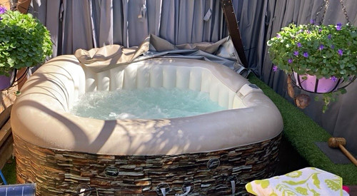 Grey square inflatable hot tub - grey,